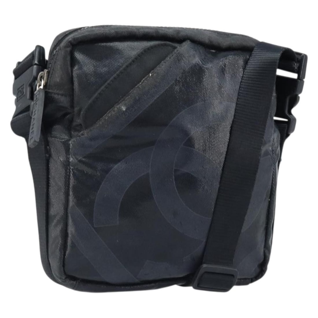 Black Coated Canvas Shoulder Bag CHANEL CC Made in Italy: Black Coated Canvas Shoulder Bag CHANEL CC Made in Italy Black Chanel shoulder bag in coated canvas with an adjustable shoulder strap. Made in Italy, this women's bag is offered without the original b