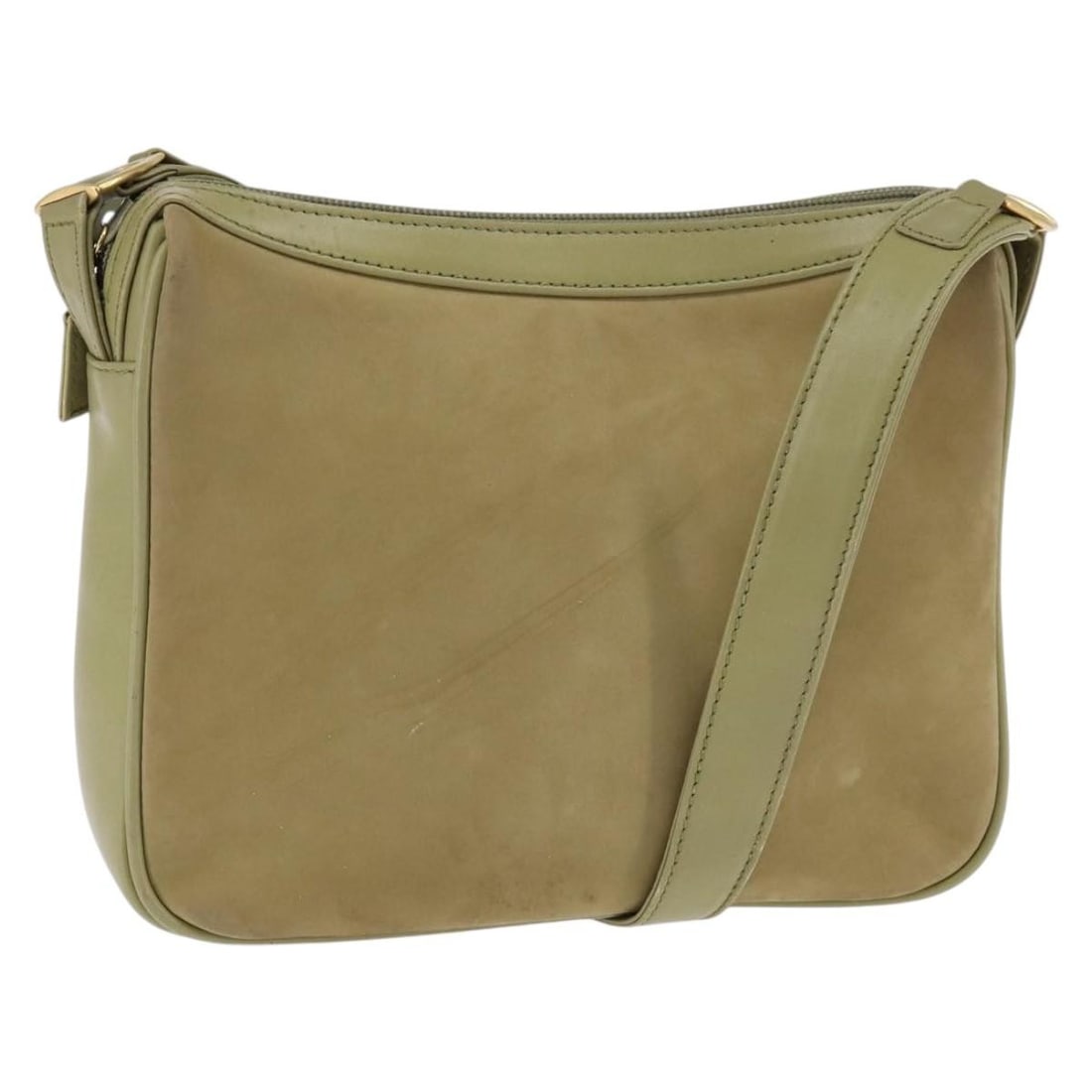 Green Suede GUCCI Shoulder Bag with Gold Accents for Women (1 of 18)