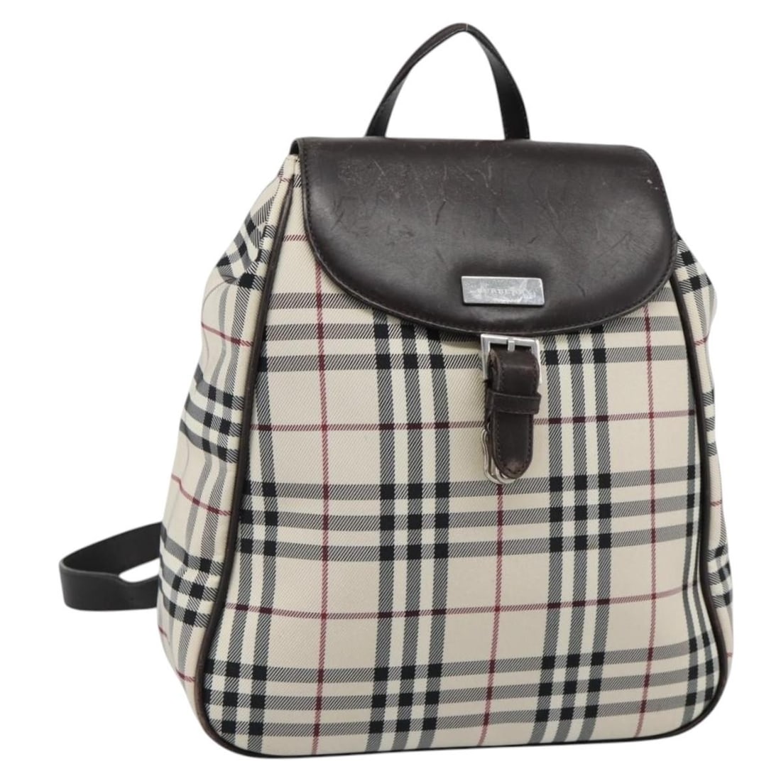 Burberry Nova Check Canvas Backpack Beige Brown: Burberry Nova Check Canvas Backpack Beige Brown Burberry Nova Check backpack in beige and brown canvas. This used backpack features the Nova Check pattern and comes with the item shown in the photo on