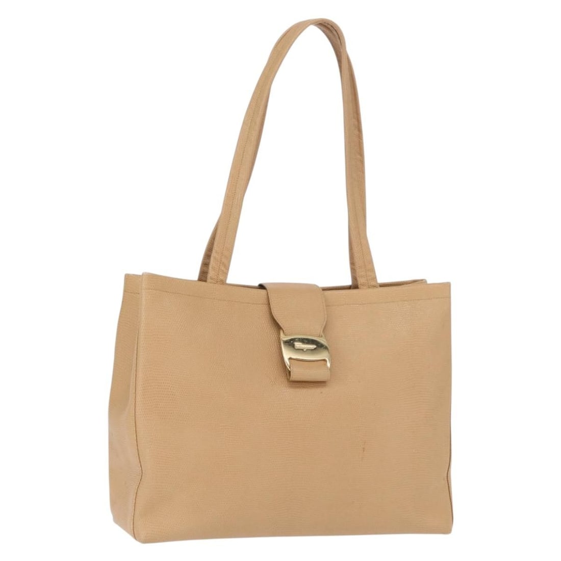 Salvatore Ferragamo Vala Beige Leather Tote Bag Gold Tone Details Italy: Salvatore Ferragamo Vala Beige Leather Tote Bag Gold Tone Details Italy This Salvatore Ferragamo Vala tote bag features a beige and gold leather exterior with a spacious interior. The bag shows signs 
