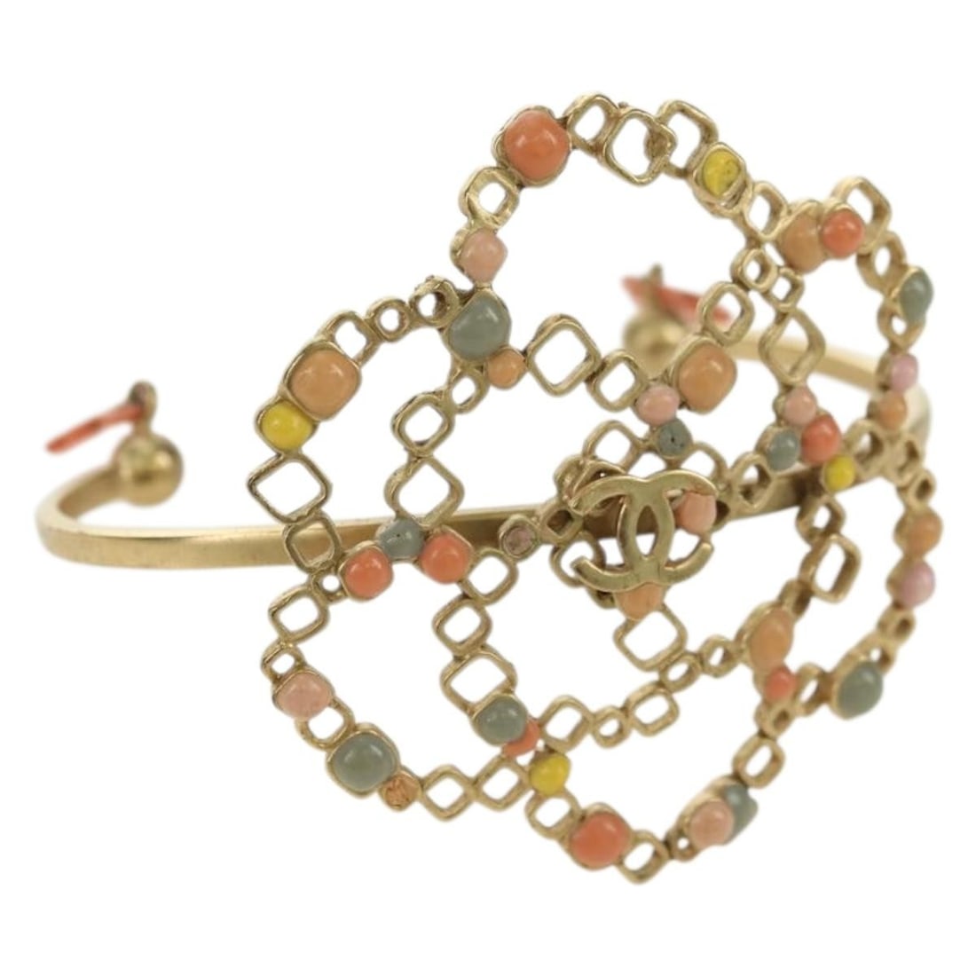 CHANEL CC Coco Mark Gold Tone Metal Bangle Bracelet: CHANEL CC Coco Mark Gold Tone Metal Bangle Bracelet CHANEL COCO Mark bangle bracelet in gold-tone metal. This women's bracelet is made in France and features the CC motif. Condition is heavily used, w