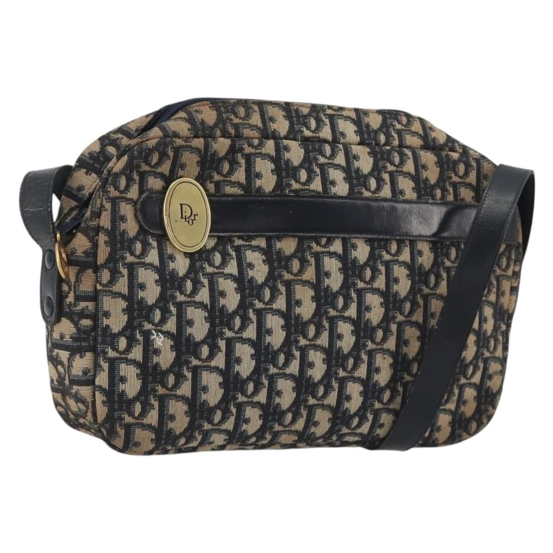Christian Dior Trotter Canvas Shoulder Bag Navy Gold: Christian Dior Trotter Canvas Shoulder Bag Navy Gold Christian Dior Trotter Canvas Shoulder Bag in navy and gold, made in France. This women's shoulder bag features Trotter Canvas exterior material an