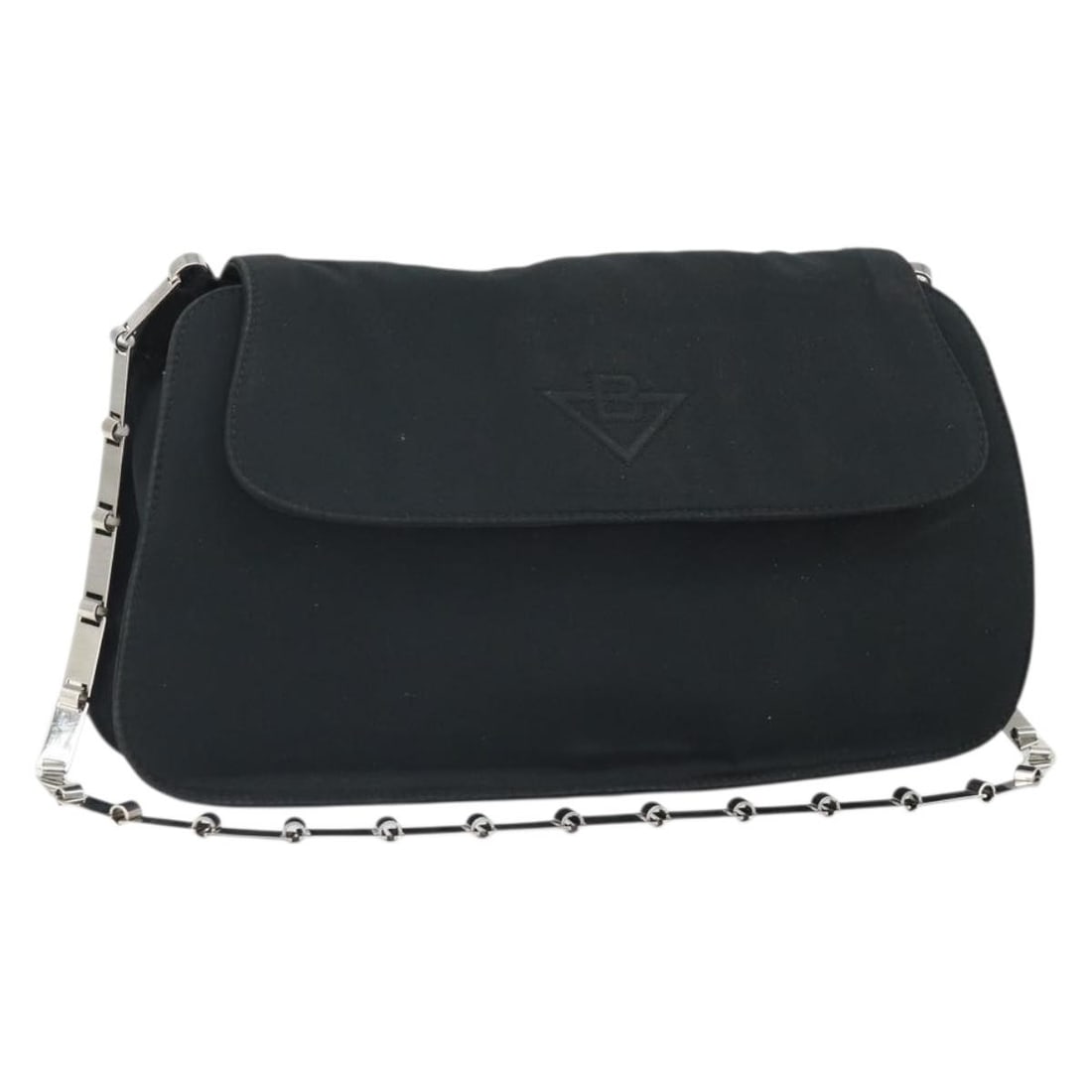 Bottega Veneta Black Nylon Shoulder Bag Silver Trim Italy: Bottega Veneta Black Nylon Shoulder Bag Silver Trim Italy This Bottega Veneta shoulder bag is crafted from black and silver nylon and features a sleek, minimalist design. Made in Italy, it is designed