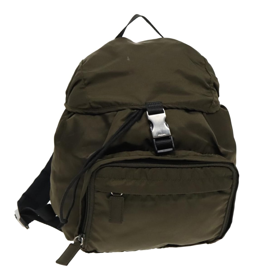 Prada Khaki and Silver Nylon Women's Backpack Made in Italy: Prada Khaki and Silver Nylon Women's Backpack Made in Italy This PRADA backpack features a khaki nylon exterior with silver-tone accents. Designed for women, the backpack is crafted in Italy and offer