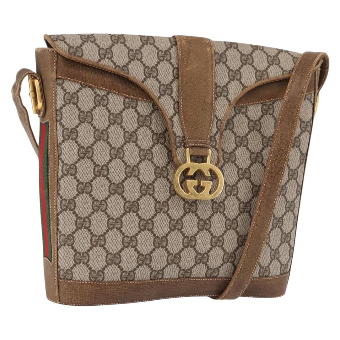 Gucci Sherry Line GG Supreme PVC Leather Shoulder Bag Beige Gold: Gucci Sherry Line GG Supreme PVC Leather Shoulder Bag Beige Gold Gucci GG Supreme Web Sherry Line shoulder bag in beige and gold, made in Italy from PVC leather and GG canvas. This women's shoulder ba