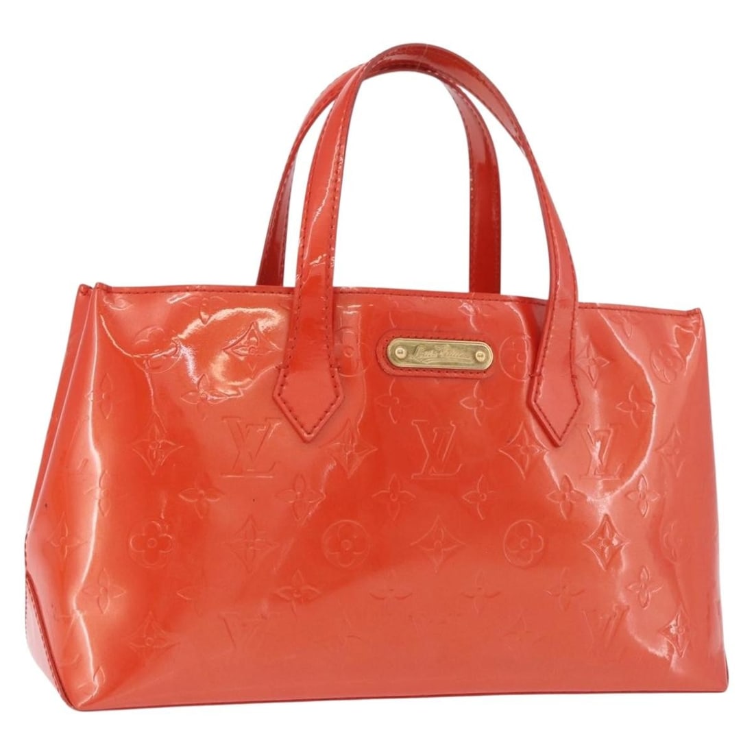 Louis Vuitton Wilshire PM Monogram Vernis Patent Leather Handbag M93644: Louis Vuitton Wilshire PM Monogram Vernis Patent Leather Handbag M93644 Louis Vuitton Monogram Vernis Wilshire PM handbag in Orenge Sunset patent leather, made in France. This women's hand bag measure