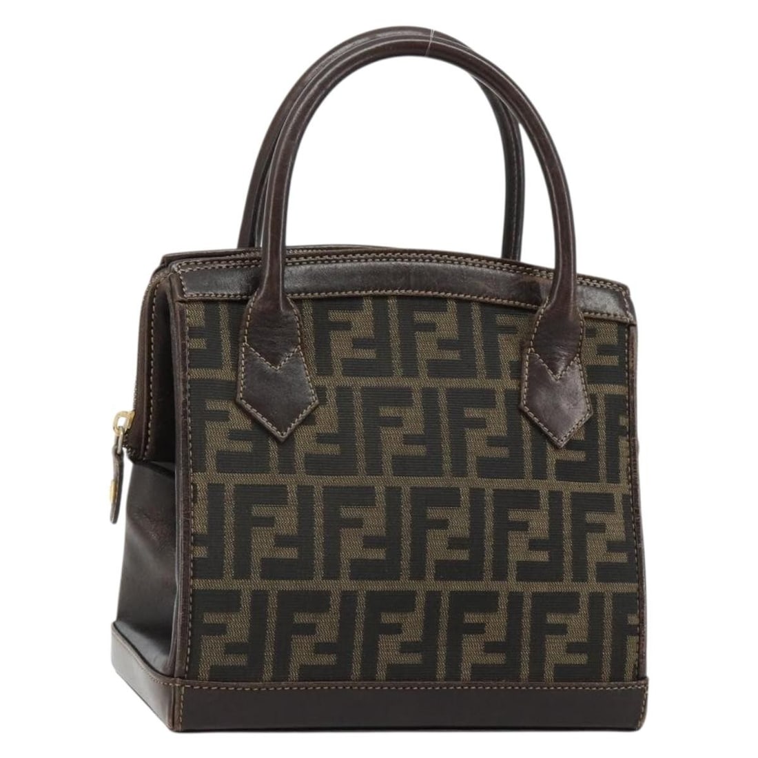 Fendi Zucca 2way handbag black brown canvas with strap: Fendi Zucca 2way handbag black brown canvas with strap Fendi Zucca canvas 2-way handbag in black, brown, and gold, made in Italy. It comes with a shoulder strap and features a structured size of appro