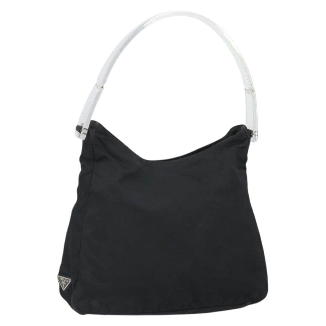 Black Nylon Prada Women's Tote Handbag Silver Hardware Made in Italy: Black Nylon Prada Women's Tote Handbag Silver Hardware Made in Italy This is a PRADA tote bag crafted from black nylon with silver-tone accents. Designed for women, the bag features a spacious main co