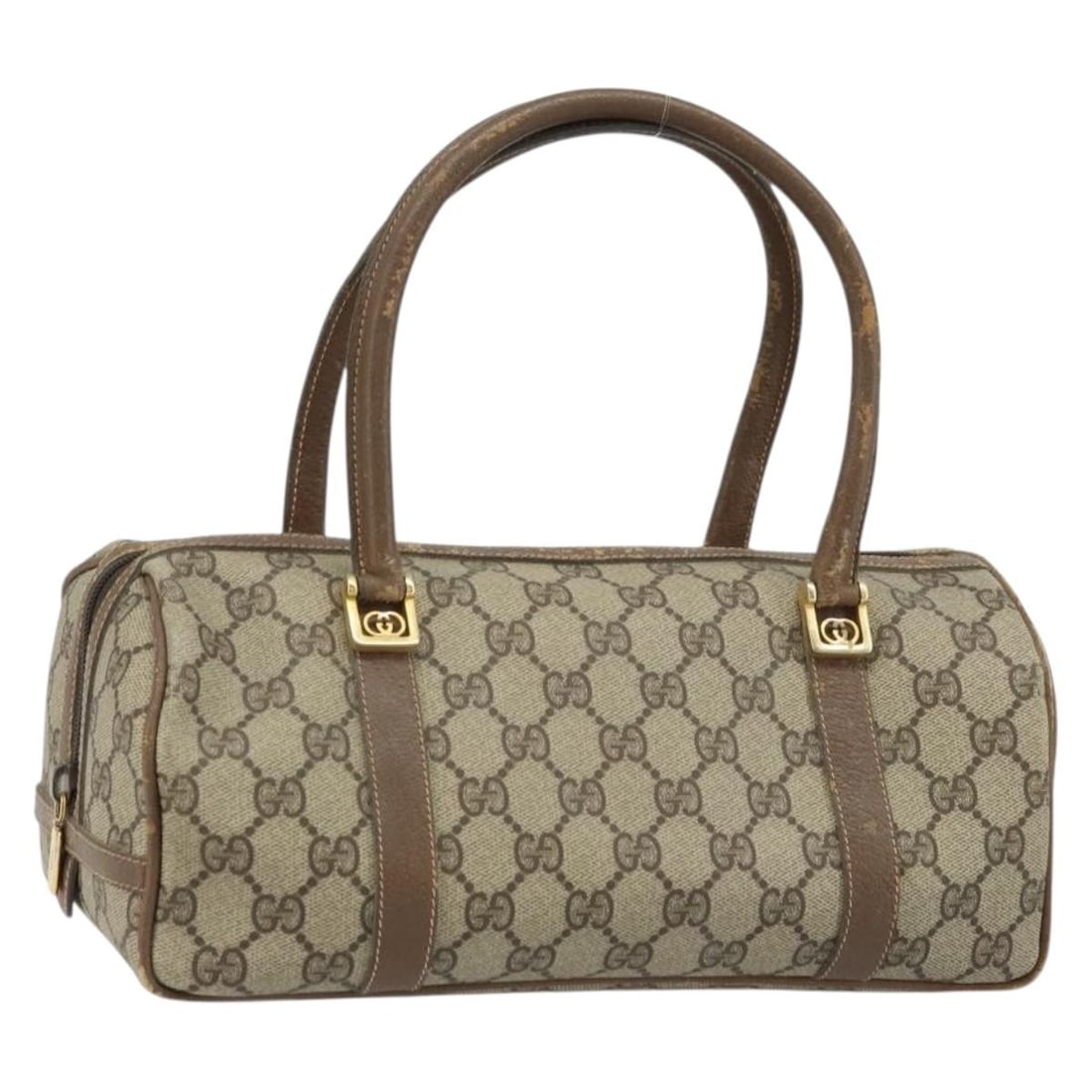 Gucci 173885 GG Supreme PVC Leather Hand Bag Beige Gold: Gucci 173885 GG Supreme PVC Leather Hand Bag Beige Gold A Gucci GG Supreme hand bag in beige and gold, made from PVC leather and GG canvas. This women's bag was manufactured in Italy and features a ha