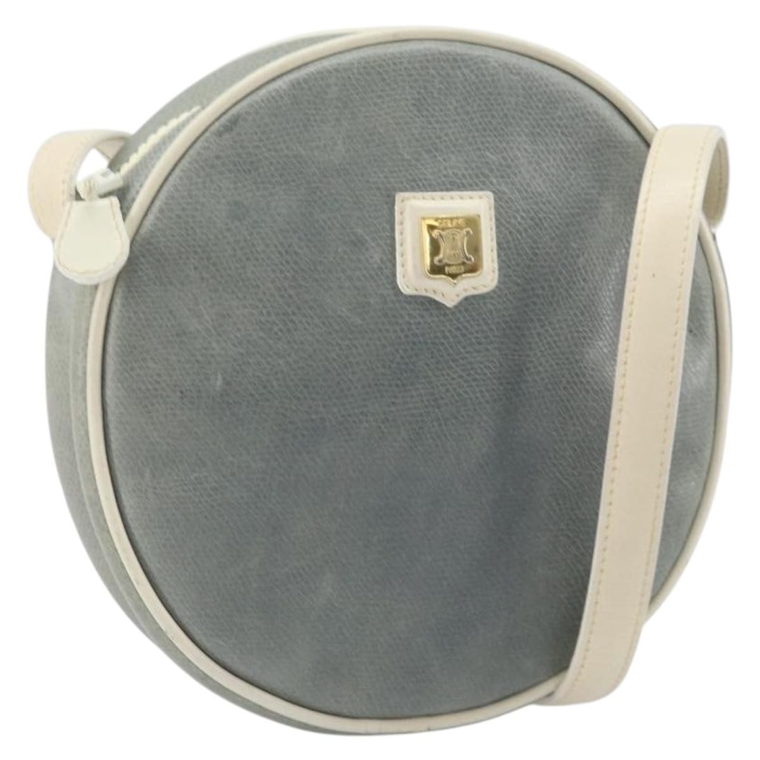 Celine Light Blue Leather Shoulder Bag Gold Tone Hardware: Celine Light Blue Leather Shoulder Bag Gold Tone Hardware This CELINE shoulder bag is crafted from light blue leather and features gold-tone accents. Made in Italy, the bag has a compact, structured d