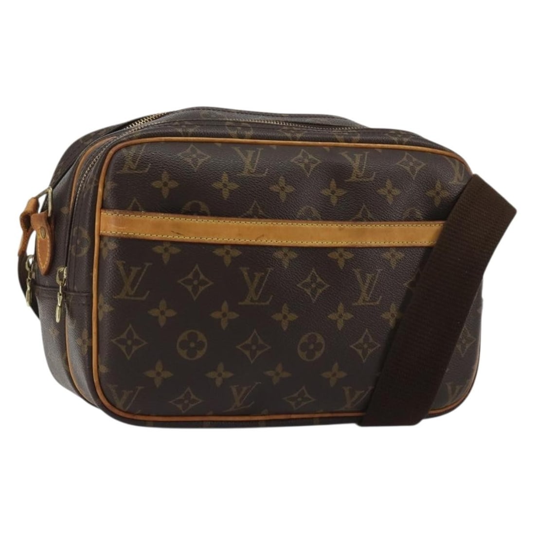 Louis Vuitton M45254 Reporter PM Monogram Canvas Shoulder Bag: Louis Vuitton M45254 Reporter PM Monogram Canvas Shoulder Bag Louis Vuitton Reporter PM shoulder bag in Monogram canvas, model M45254, made in France. This women's bag is a heavily used authentic piec