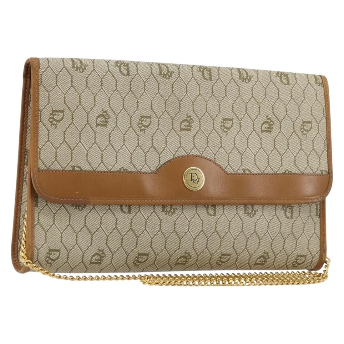 Christian Dior beige gold honeycomb canvas shoulder bag PVC leather: Christian Dior beige gold honeycomb canvas shoulder bag PVC leather This Christian Dior shoulder bag features a honeycomb canvas and PVC leather exterior in beige and gold tones. Designed for women, t