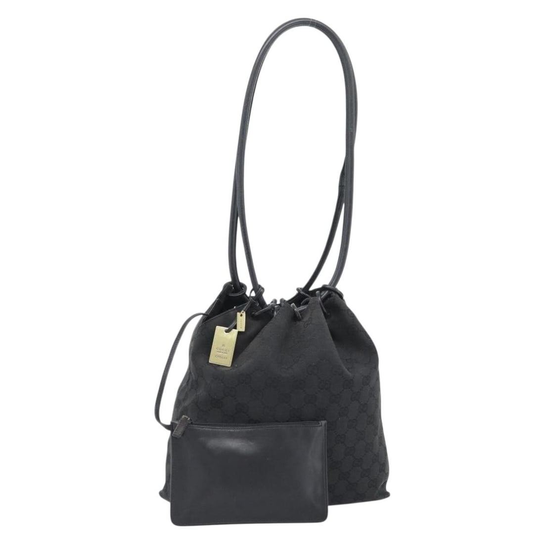 Gucci 90644 Black Canvas Women's Shoulder Bag Made in Italy: Gucci 90644 Black Canvas Women's Shoulder Bag Made in Italy Authentic Gucci shoulder bag in black canvas, made in Italy. This women's bag has a compact silhouette and includes only the item shown; the