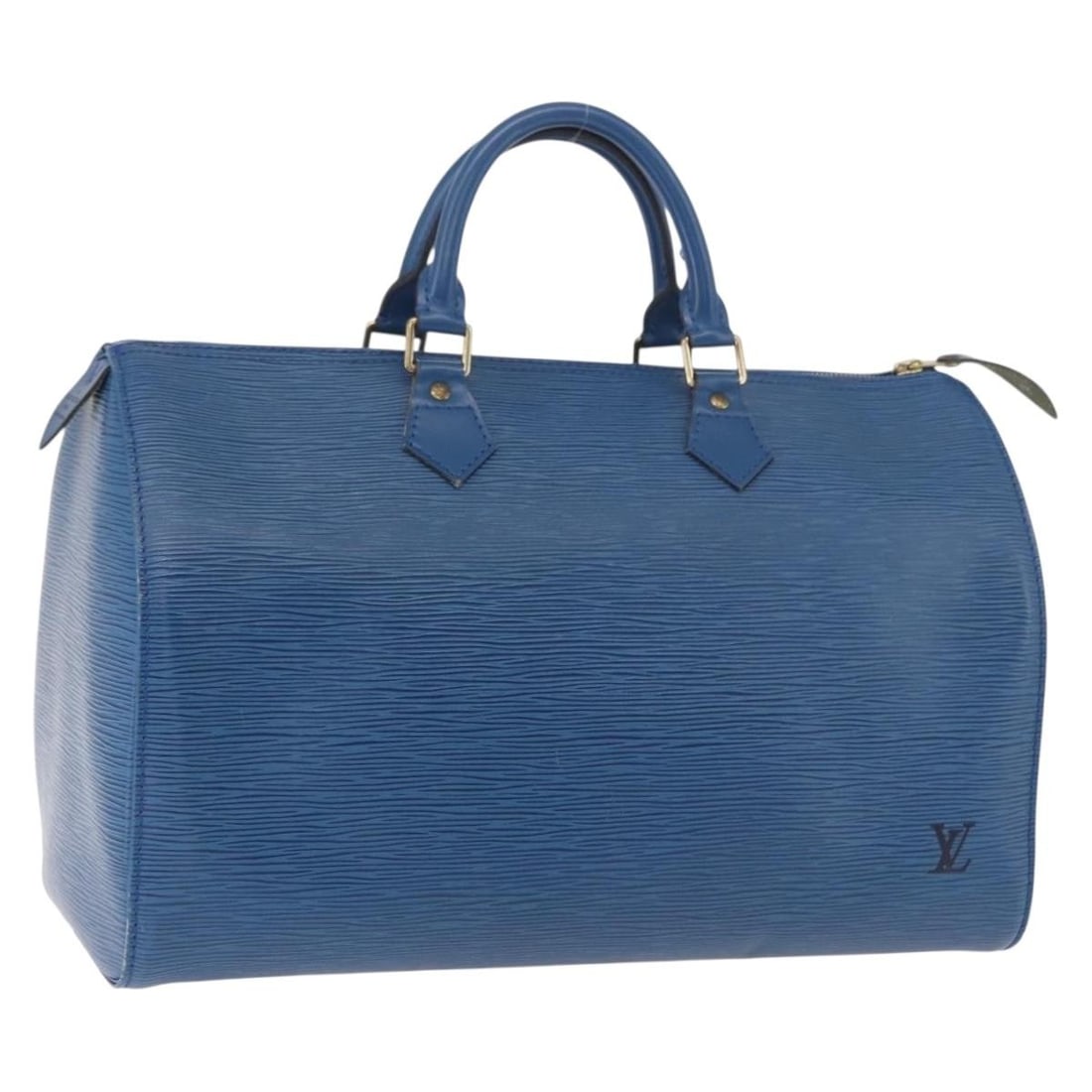 Louis Vuitton M42995 Speedy 35 Epi Leather Handbag Toledo Blue: Louis Vuitton M42995 Speedy 35 Epi Leather Handbag Toledo Blue Louis Vuitton Epi Speedy 35 hand bag in Toledo Blue with Epi leather construction. Made in France, this bag includes a padlock and one ke