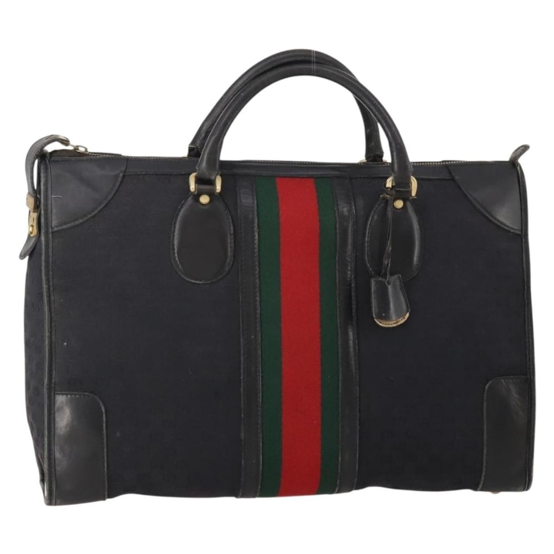 Gucci Sherry Line Boston Bag GG Canvas Black Gold Tone: Gucci Sherry Line Boston Bag GG Canvas Black Gold Tone A Gucci Boston bag in GG Canvas with a black and gold colorway, made in Italy. It comes with one key and a clochette. The bag is described as hea