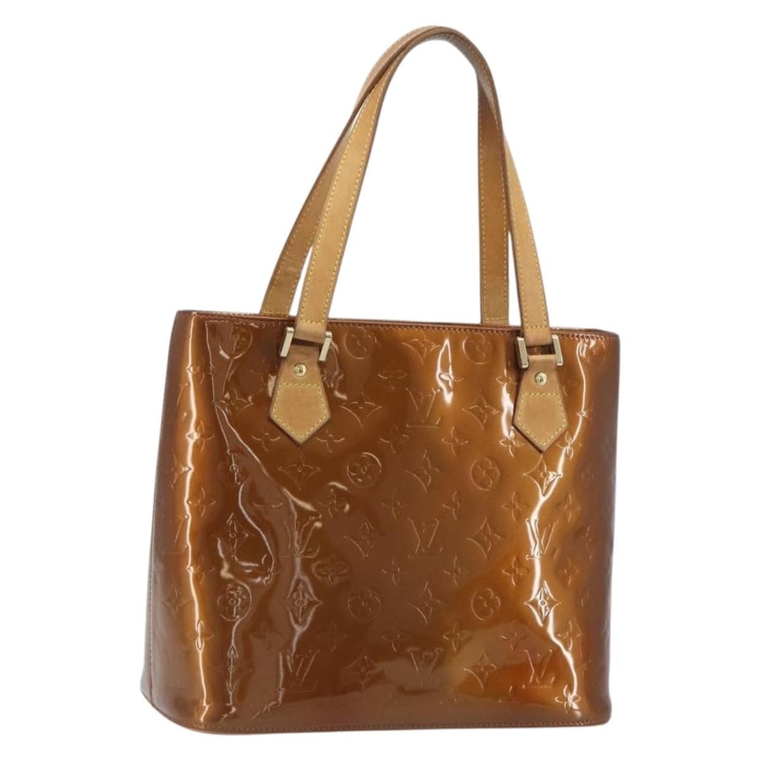 Bronze Patent Leather Handbag Louis Vuitton Houston M91122: Bronze Patent Leather Handbag Louis Vuitton Houston M91122 Louis Vuitton Monogram Vernis Houston handbag in bronze patent leather. Made in Spain, this style is identified by product no. M91122 and ser