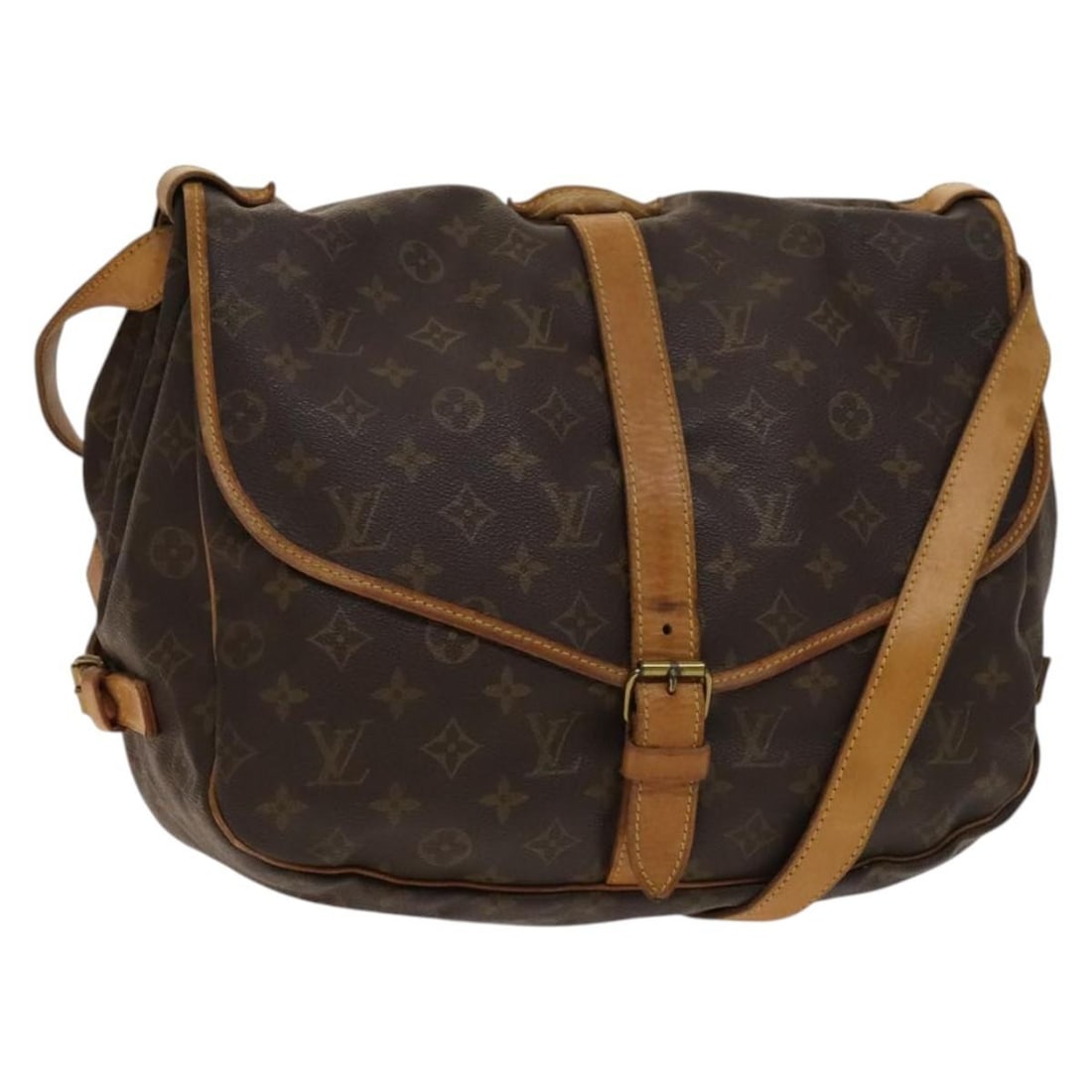 Louis Vuitton M42254 Saumur 35 Monogram Canvas Shoulder Bag: Louis Vuitton M42254 Saumur 35 Monogram Canvas Shoulder Bag Louis Vuitton Saumur 35 shoulder bag in Monogram Canvas, made in France. This women's bag features the classic Monogram exterior and comes w