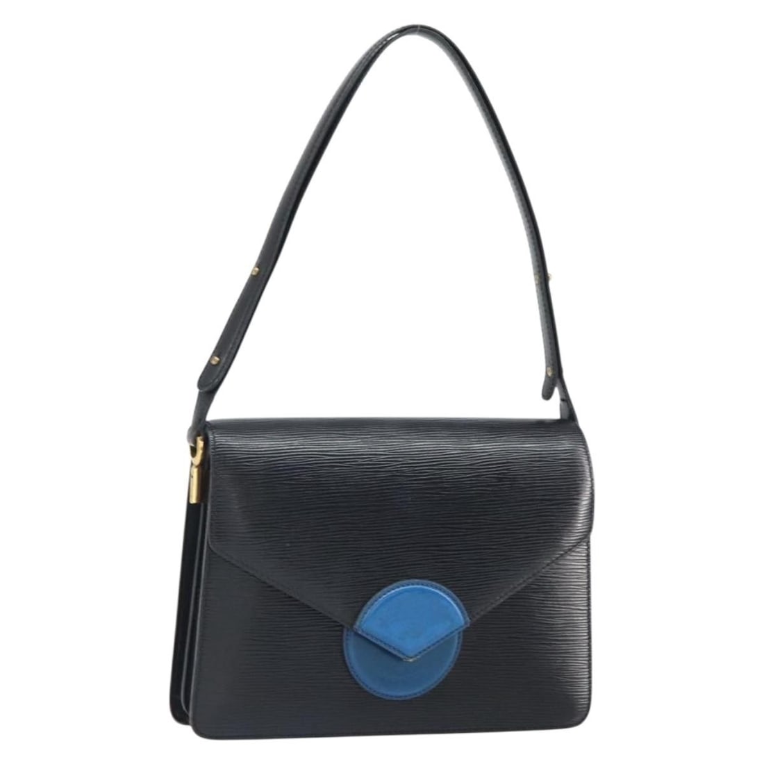 Louis Vuitton Epi Leather Osh Shoulder Bag Black Blue M52445 France: Louis Vuitton Epi Leather Osh Shoulder Bag Black Blue M52445 France This is a Louis Vuitton Epi Osh shoulder bag in black and blue, crafted from Epi leather. The bag features a structured silhouette w