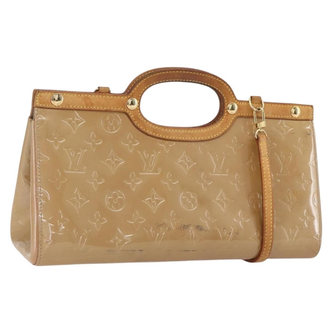 Louis Vuitton Roxbury Drive Noisette Patent Leather Shoulder Strap Bag: Louis Vuitton Roxbury Drive Noisette Patent Leather Shoulder Strap Bag This Louis Vuitton Monogram Vernis Roxbury Drive Bag in Noisette is crafted from patent leather and features both hand and should