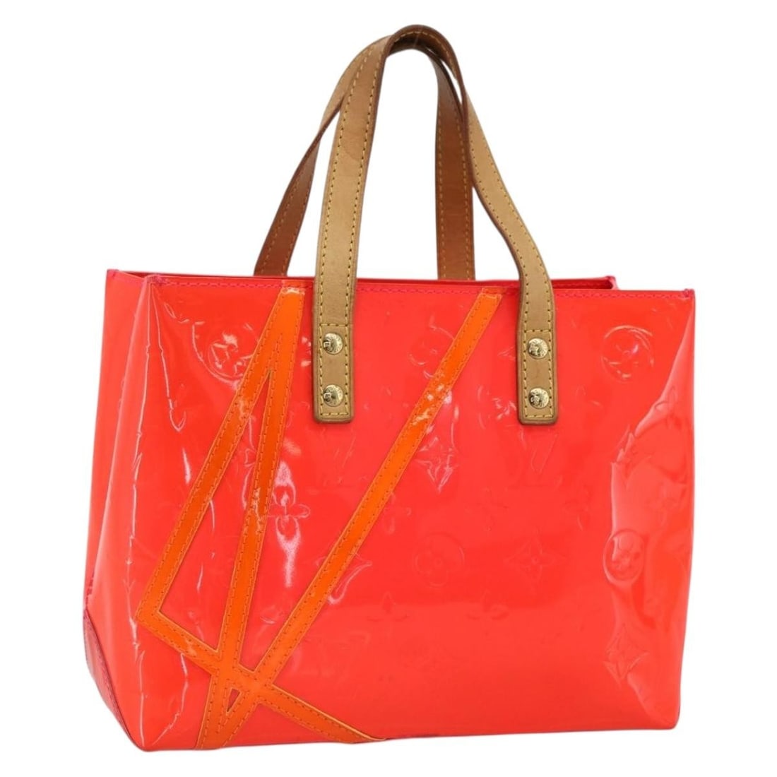 Louis Vuitton Reade PM Vernis Fluo Handbag Pink Orange M91903: Louis Vuitton Reade PM Vernis Fluo Handbag Pink Orange M91903 Louis Vuitton Monogram Vernis Fluo Reade PM handbag in pink and orange patent leather. This pre-owned bag is made in France and features t