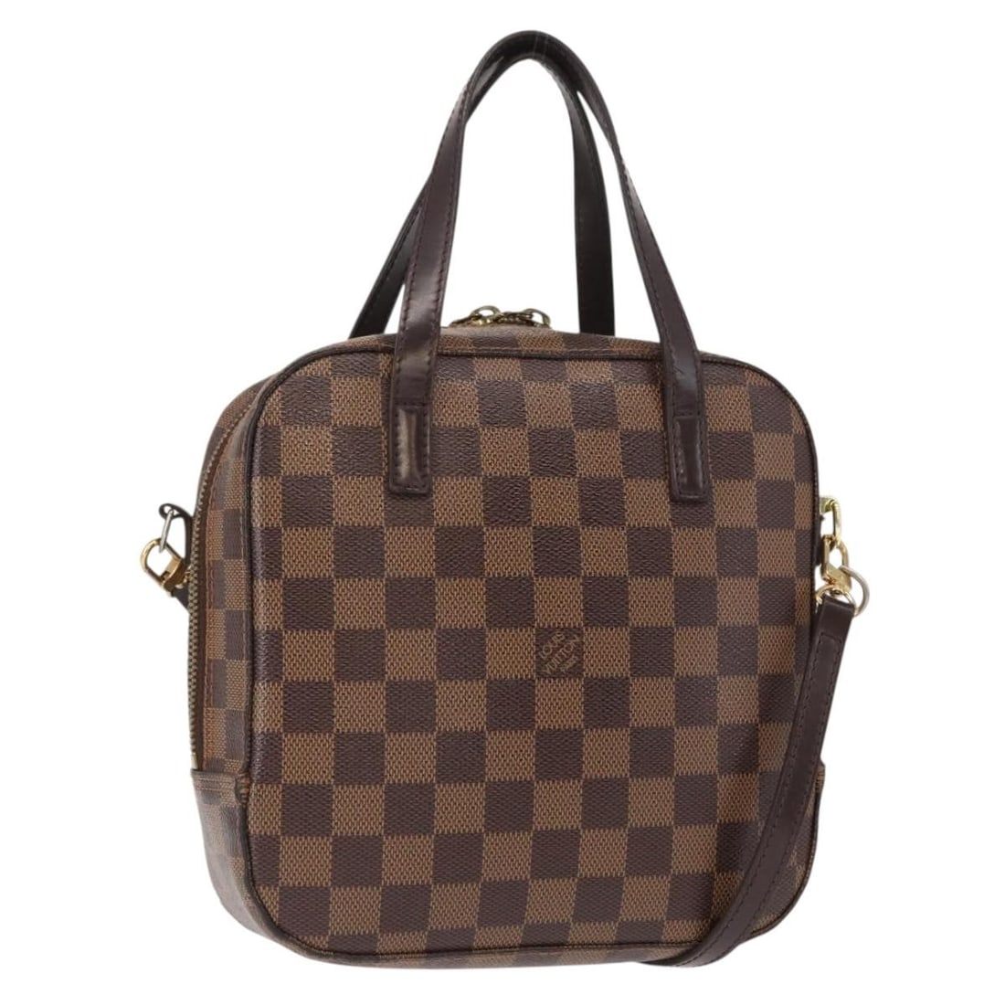 Louis Vuitton M47500 Spontini Damier Ebene 2way Handbag: Louis Vuitton M47500 Spontini Damier Ebene 2way Handbag Louis Vuitton Spontini 2-way handbag in Damier Ebene canvas. Made in France, this women's bag includes a shoulder strap and shows heavy overall 