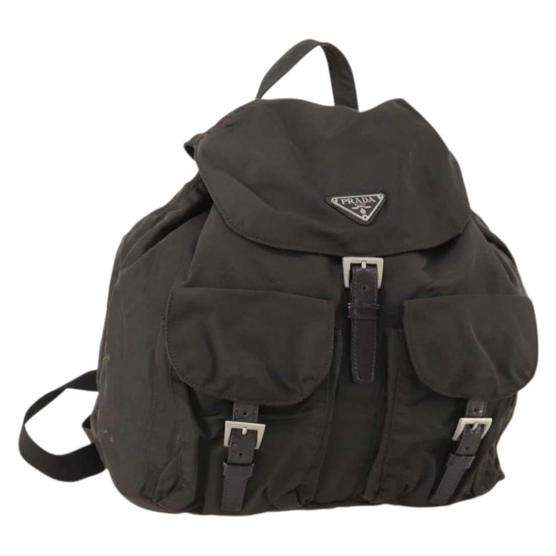 PRADA Gray Silver Nylon Backpack Made in Italy: PRADA Gray Silver Nylon Backpack Made in Italy PRADA women's backpack made from nylon in a gray and silver colorway. Made in Italy, this item measures approximately 29 cm x 29 cm x 14 cm (11.4 x 11.4 