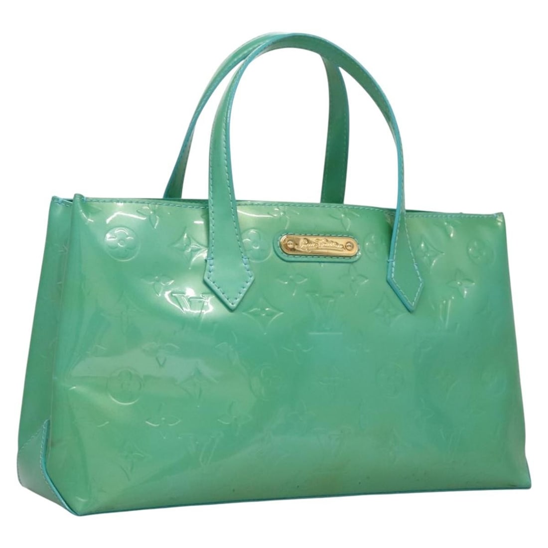 Louis Vuitton M91724 Wilshire PM Vernis Patent Leather Handbag Blue Lagon: Louis Vuitton M91724 Wilshire PM Vernis Patent Leather Handbag Blue Lagon Louis Vuitton Monogram Vernis Wilshire PM hand bag in Blue Lagon patent leather. Made in France, this women's handbag is offer