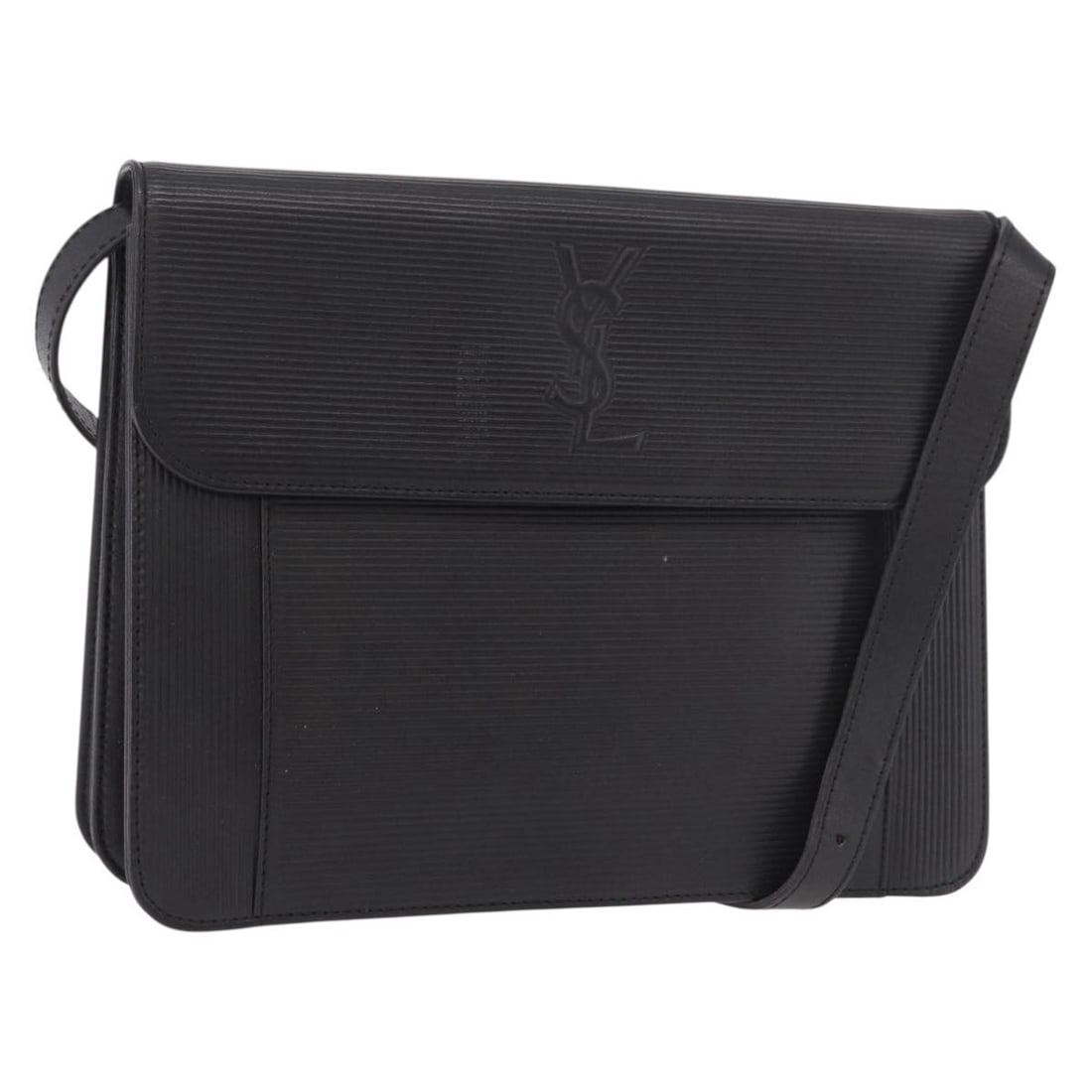Saint Laurent Leather Shoulder Bag Black with Gold Tone: Saint Laurent Leather Shoulder Bag Black with Gold Tone Saint Laurent shoulder bag in black/gold leather, made in Italy, designed for women. The bag measures approximately 23 cm W x 18 cm H x 5.5 cm D