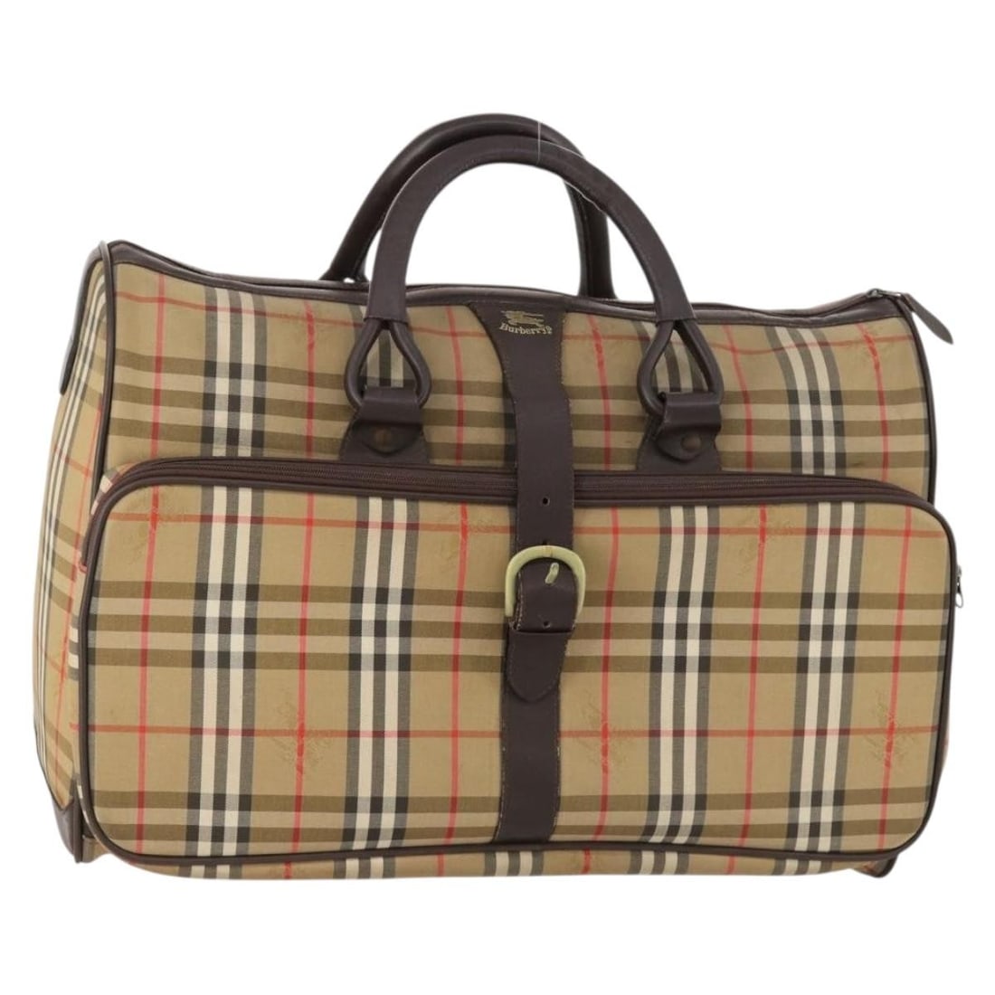 Burberrys Canvas Boston Bag in Brown Nova Check Pattern France: Burberrys Canvas Boston Bag in Brown Nova Check Pattern France This Burberrys Boston bag features the iconic Nova Check pattern in brown canvas, designed for women. Made in France, it offers a spaciou