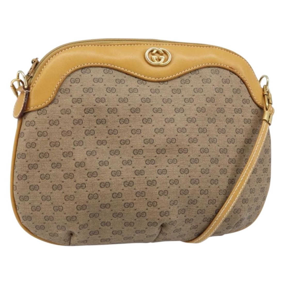Micro GG Supreme Beige Gold Shoulder Bag by Gucci PVC Leather 007 49 0819: Micro GG Supreme Beige Gold Shoulder Bag by Gucci PVC Leather 007 49 0819 This is a Gucci Micro GG Supreme shoulder bag for women, crafted from beige and gold PVC leather with micro small GG canvas. T