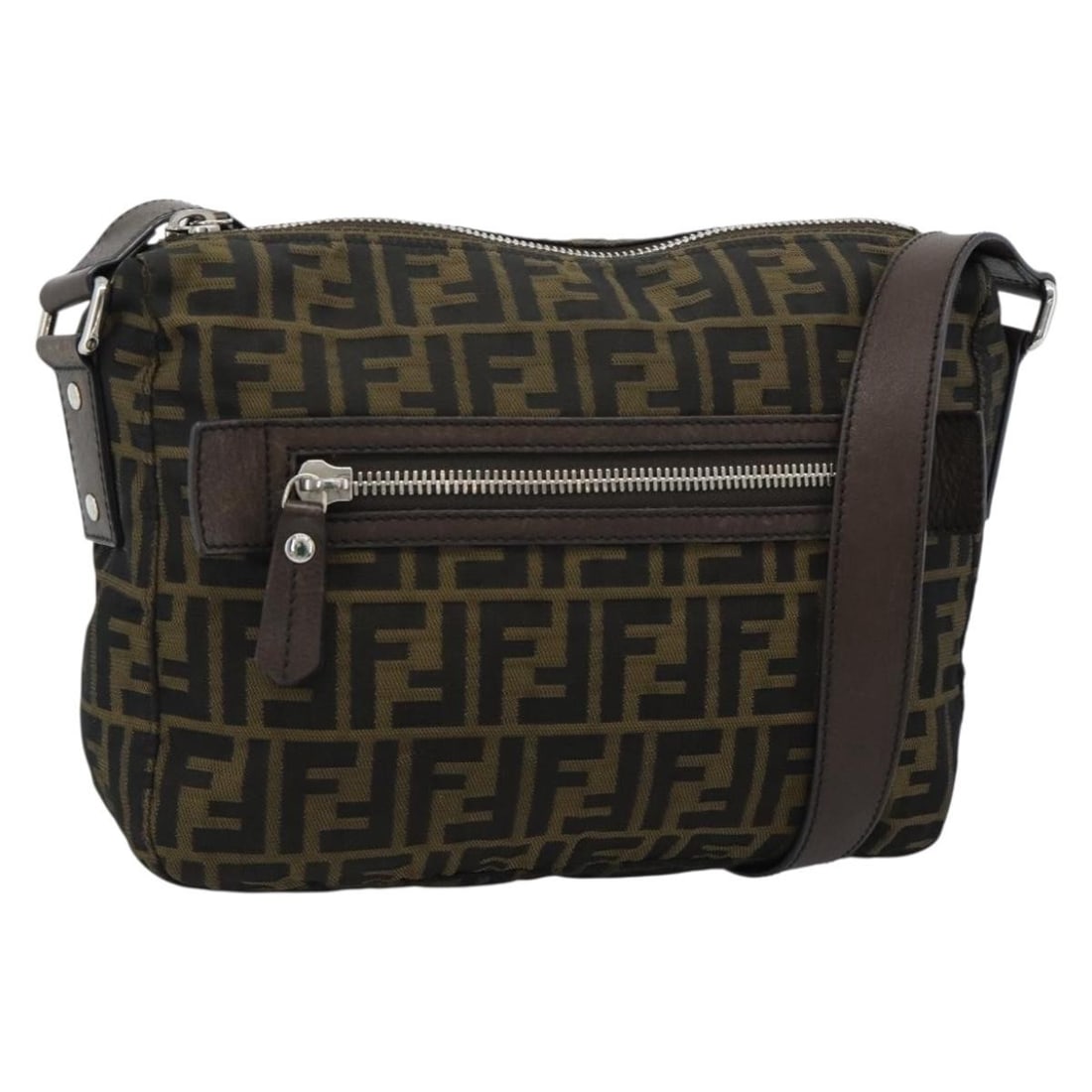Fendi Zucca Canvas Black Brown Shoulder Bag Italy (1 of 18)