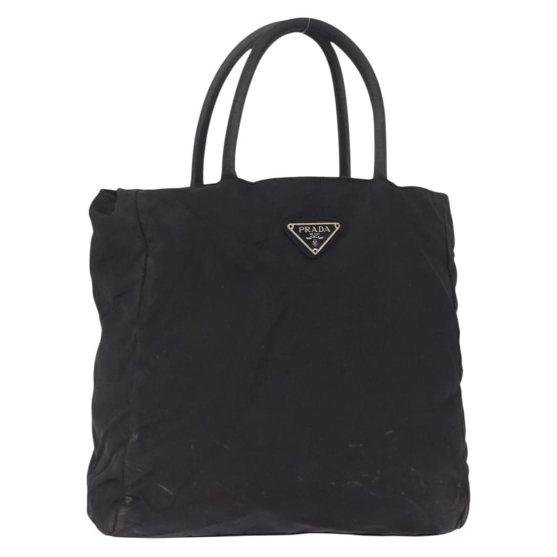 Prada nylon black silver women hand bag Italy: Prada nylon black silver women hand bag Italy This PRADA hand bag is crafted from black nylon with silver-tone accents. Designed for women, it features a top handle with a 4.7-inch (12 cm) drop and of