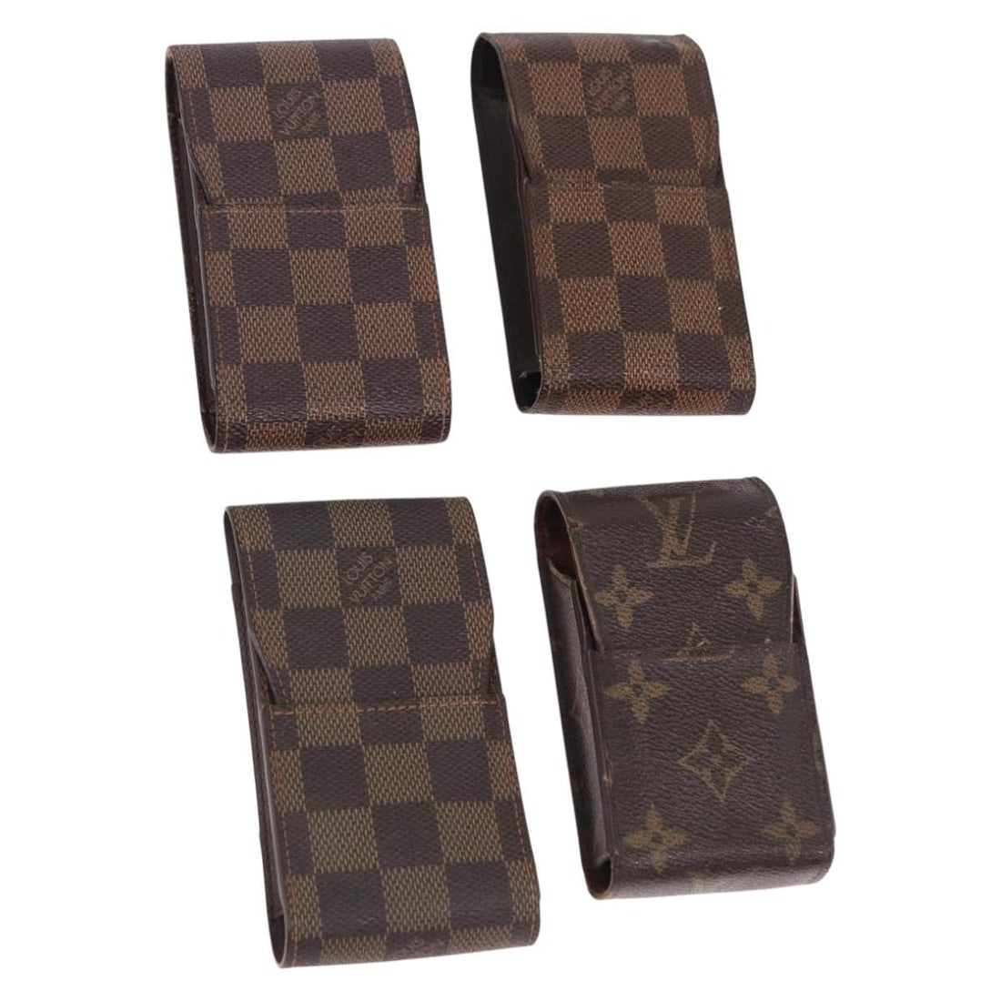 4 Louis Vuitton Monogram Canvas Cigarette Cases Made in France: 4 Louis Vuitton Monogram Canvas Cigarette Cases Made in France Louis Vuitton cigarette case in Monogram Canvas, made in France. The item is offered as a special bundle set of 4 and is in heavily used 