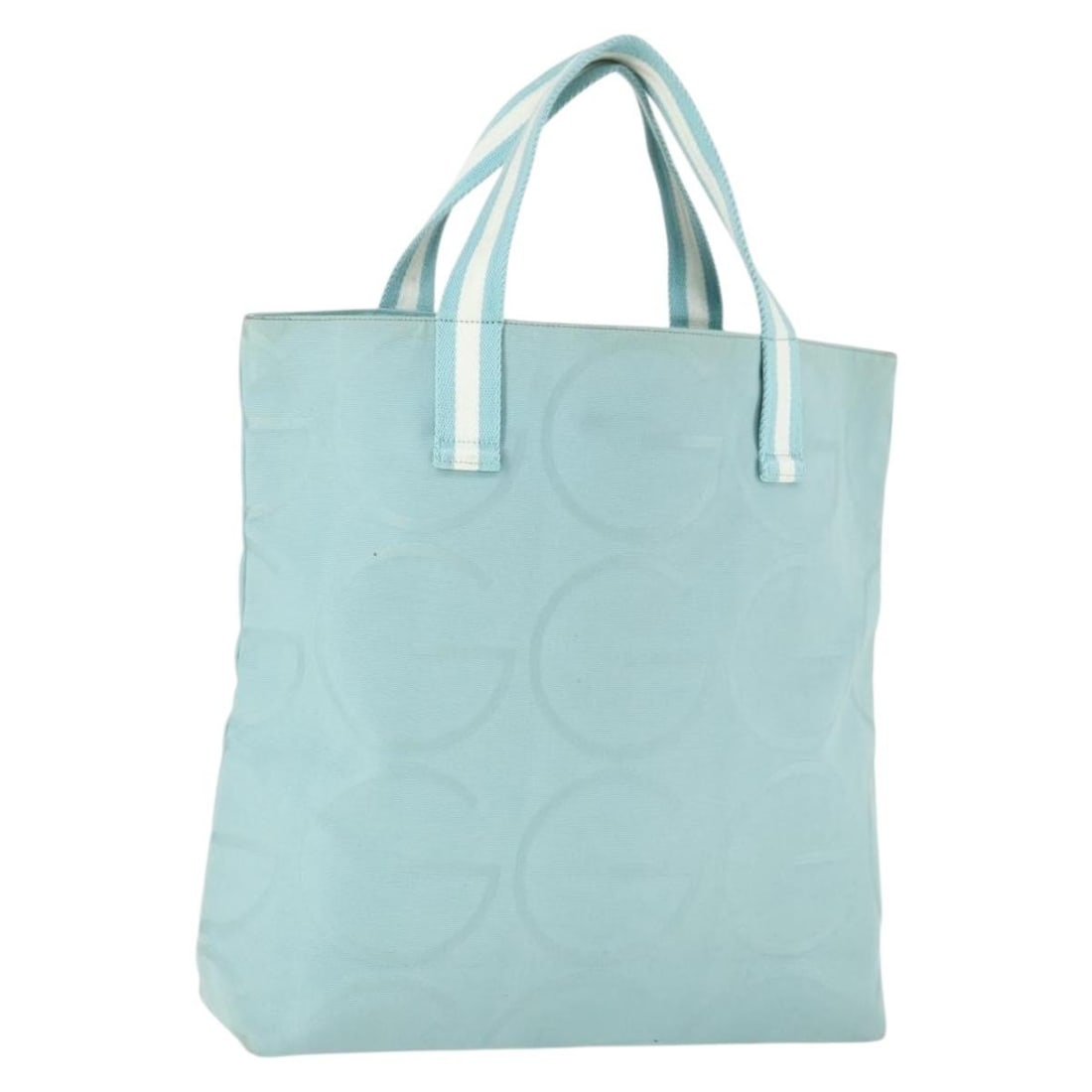 GUCCI 123439 Light Blue Canvas Tote Bag Italy: GUCCI 123439 Light Blue Canvas Tote Bag Italy Gucci tote bag in light blue canvas, made in Italy. The bag measures approximately W39 cm x H40 cm x D12 cm, with a handle drop of approximately 15 cm. It