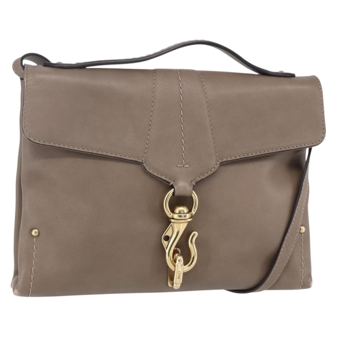 BALLY Beige Gold Leather Shoulder Bag Italy Auth BA7570 (1 of 18)
