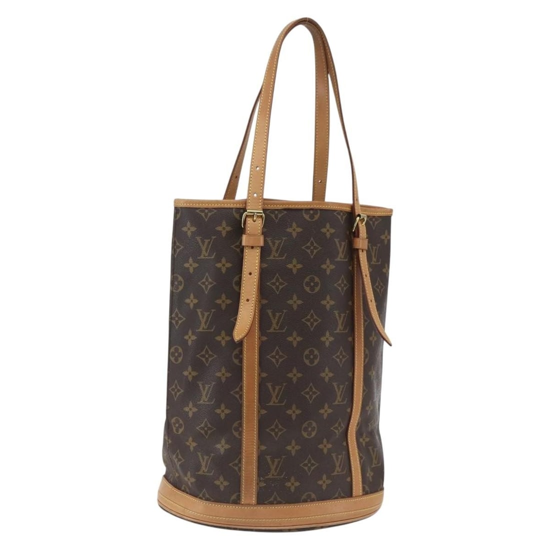 Louis Vuitton M42236 Bucket GM Monogram Canvas Shoulder Bag: Louis Vuitton M42236 Bucket GM Monogram Canvas Shoulder Bag Louis Vuitton Monogram Bucket GM shoulder bag in Monogram canvas, made in France. This women's shoulder bag features an adjustable shoulder 