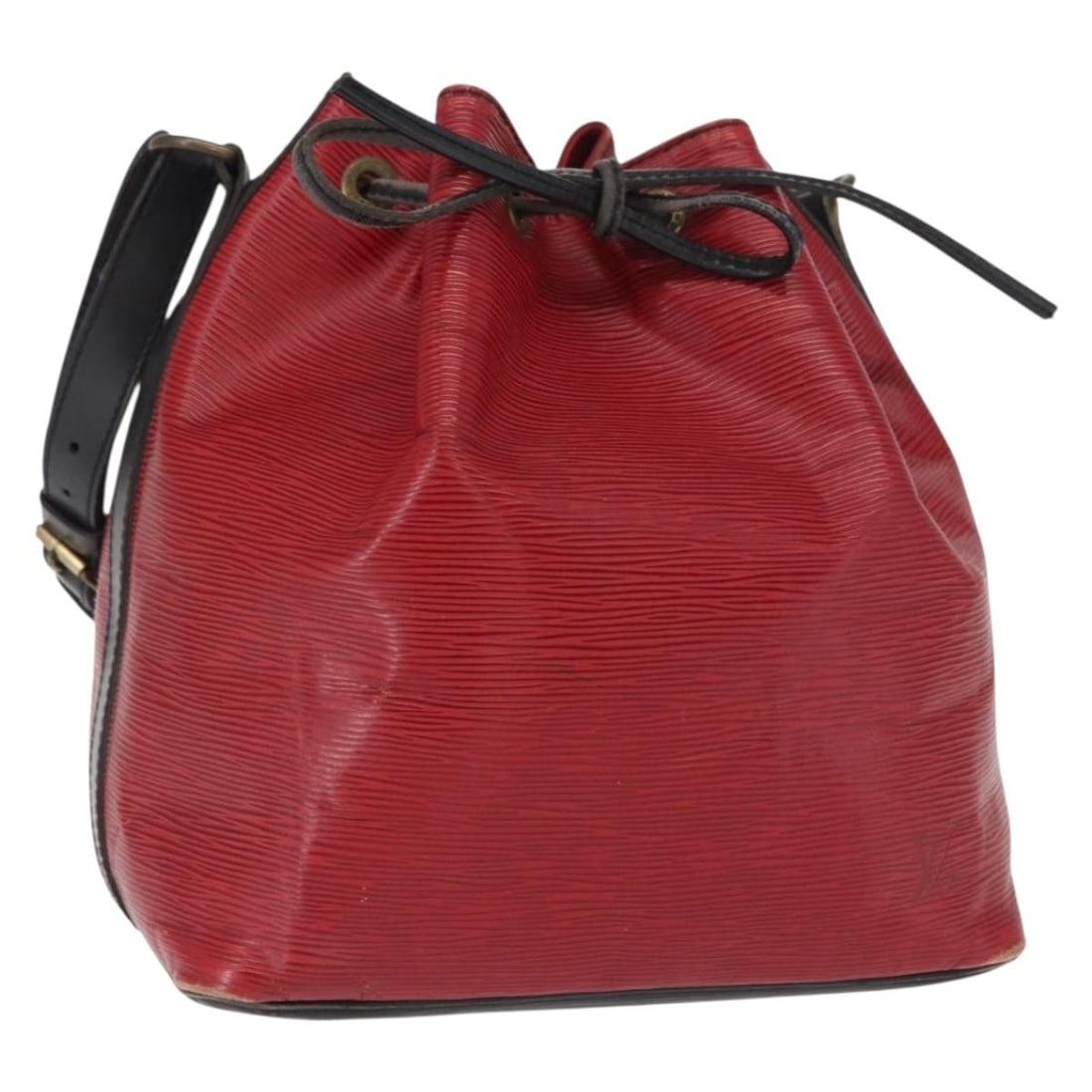 Louis Vuitton Petit Noe Epi Leather Shoulder Bag Black and Red M44017: Louis Vuitton Petit Noe Epi Leather Shoulder Bag Black and Red M44017 This is a Louis Vuitton Petit Noe shoulder bag crafted in black and red Epi leather. The bag features an adjustable shoulder strap