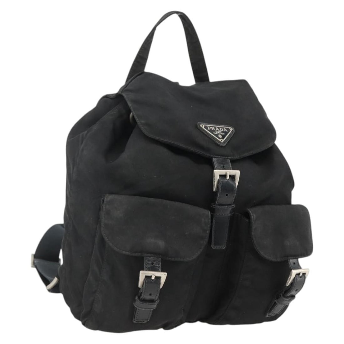 Prada Nylon Backpack Silver Black Made in Italy: Prada Nylon Backpack Silver Black Made in Italy This Prada backpack is crafted from nylon in a silver and black colorway. It features a compact backpack style and was made in Italy. The item is offere