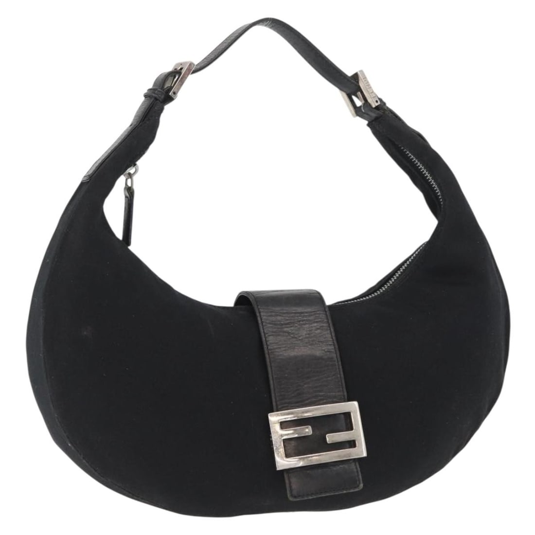 Fendi Mamma Baguette Black Nylon Shoulder Purse Silver Hardware Italy: Fendi Mamma Baguette Black Nylon Shoulder Purse Silver Hardware Italy This FENDI Mamma Baguette shoulder bag is crafted from black nylon with silver accents and is designed for women. Made in Italy, t