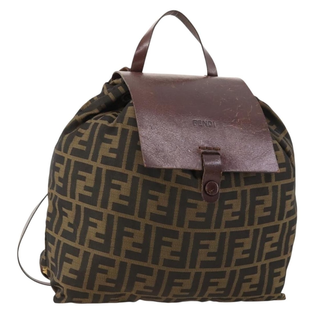FENDI Zucca Canvas Backpack in Brown and Black Italy: FENDI Zucca Canvas Backpack in Brown and Black Italy Authentic Fendi backpack in brown and black Zucca canvas. This women's bag is made in Italy and shows heavy use, including loss of shape, rubbing, 