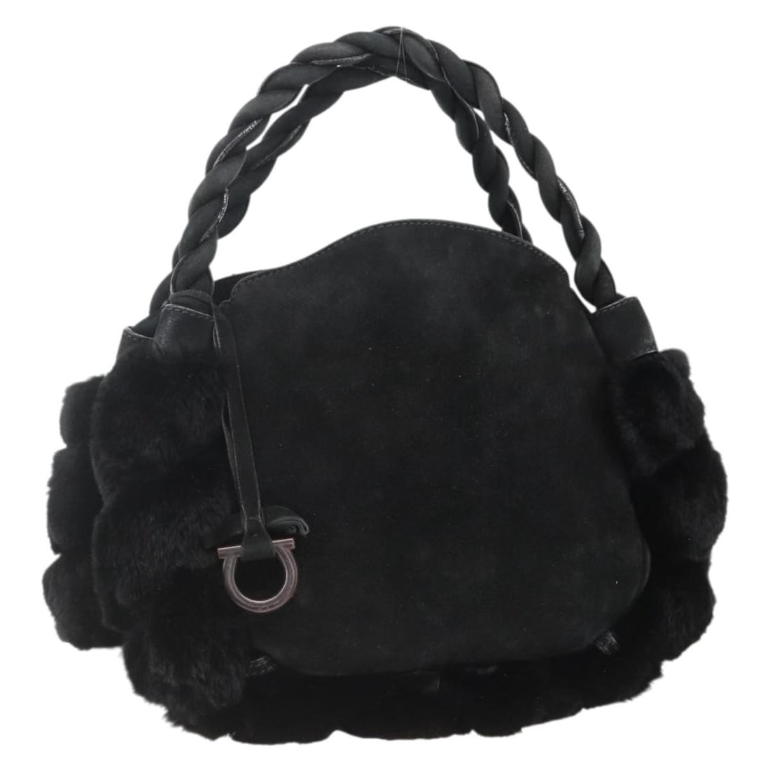 Salvatore Ferragamo suede black silver women handbag Italy BA11561: Salvatore Ferragamo suede black silver women handbag Italy BA11561 This Salvatore Ferragamo handbag features a sophisticated black suede exterior with silver-tone accents. Designed for women, it offer