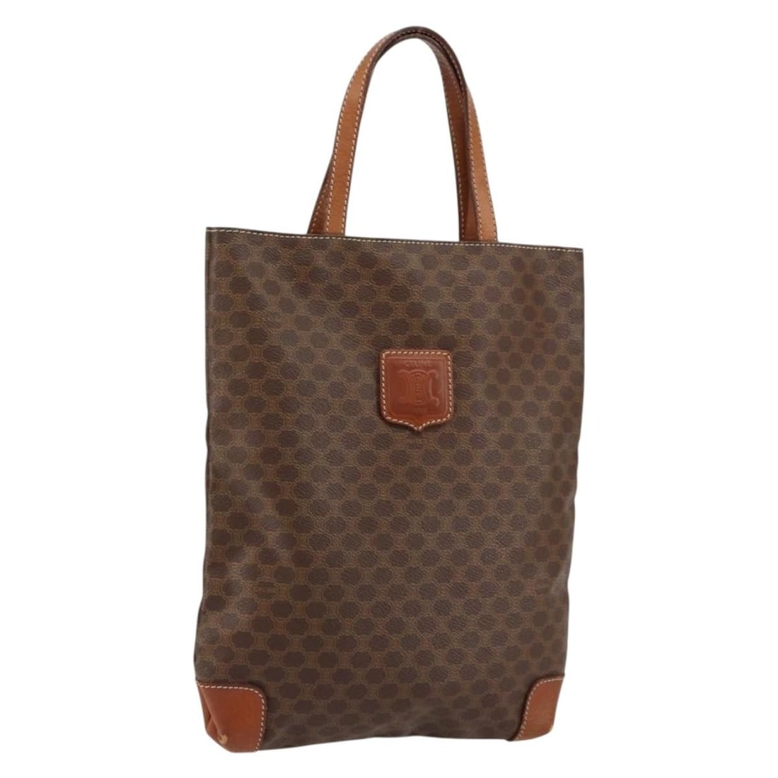 CELINE Macadam Canvas Hand Bag Brown Gold PVC Leather Auth JMB11: CELINE Macadam Canvas Hand Bag Brown Gold PVC Leather Auth JMB11 This authentic CELINE Macadam Canvas Hand Bag is a stylish addition to any collection. Crafted in Italy, it features a luxurious combin