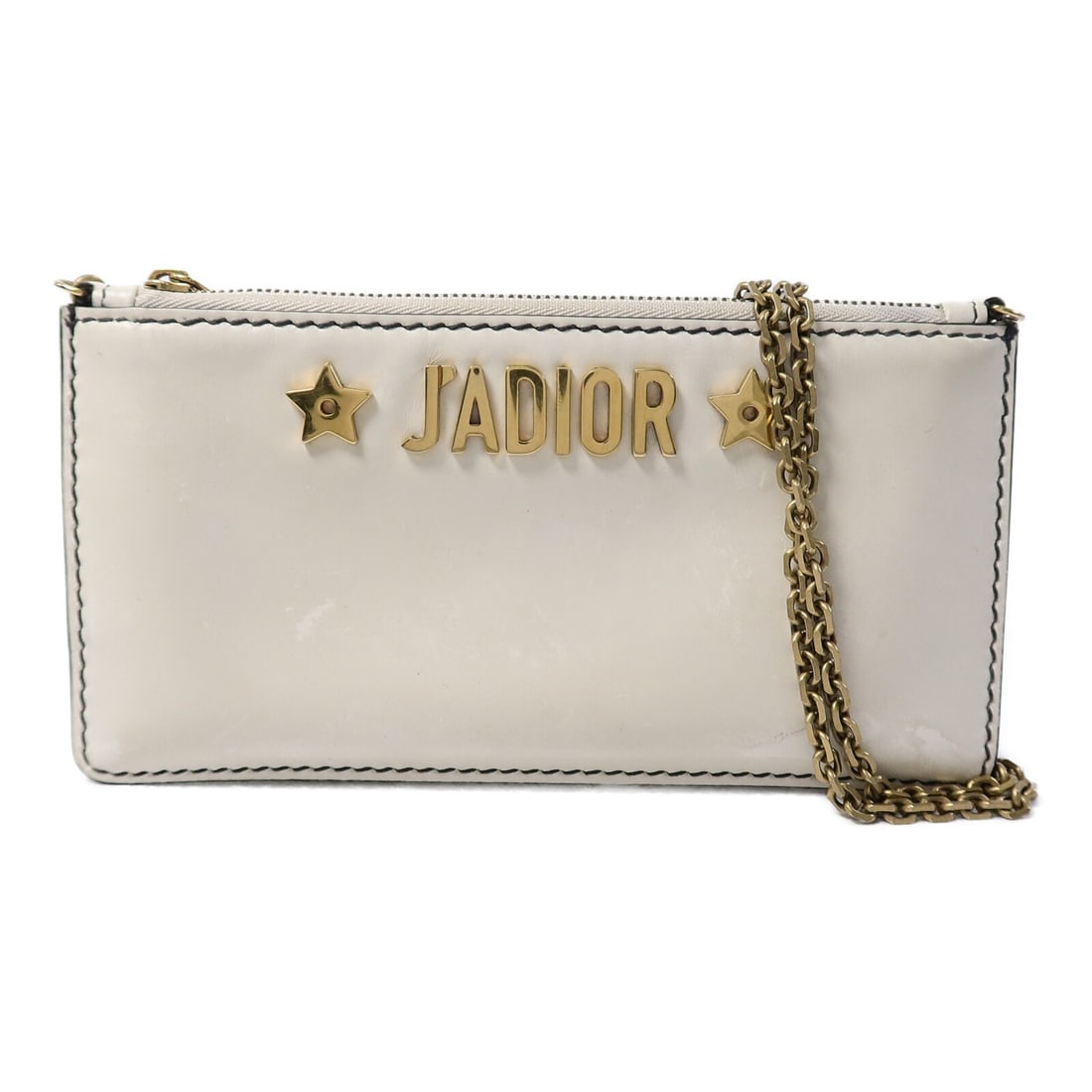 Dior CD Wallet on Chain Shoulder Bag White Calfskin Leather: Dior CD Wallet on Chain Shoulder Bag White Calfskin Leather Christian Dior wallet on chain shoulder bag in white calfskin (cowhide) leather with gold-tone hardware. The bag is designed for women and i