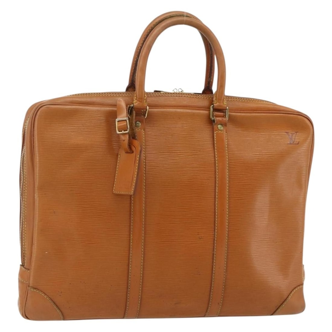 Louis Vuitton Epi Leather Zipangu Gold Business Bag M54478 with Name Tag: Louis Vuitton Epi Leather Zipangu Gold Business Bag M54478 with Name Tag This Louis Vuitton Epi Porte Documents Voyage bag in Zipangu Gold is crafted from signature Epi leather. Designed as a business