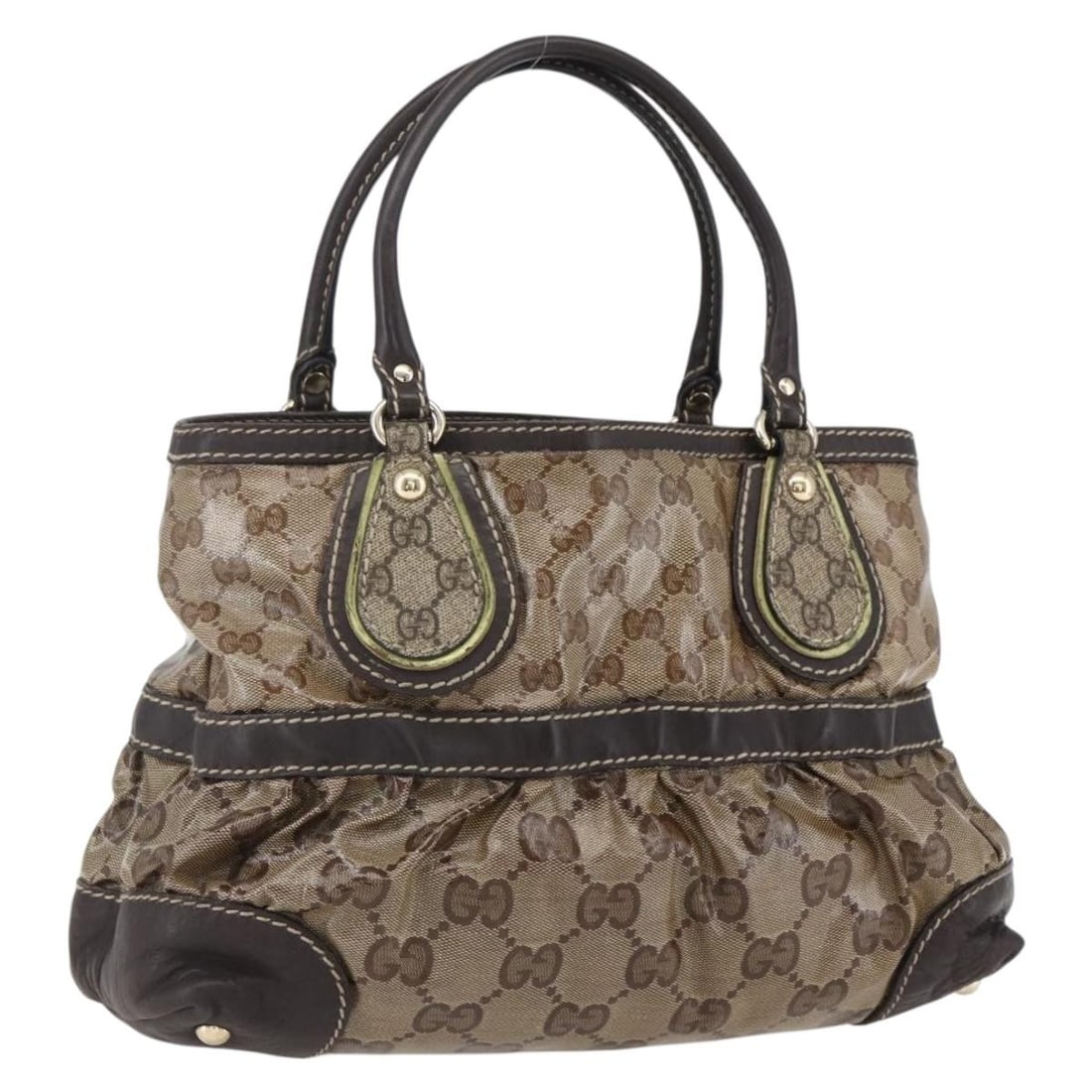 Gucci 223964 GG Crystal coated canvas tote in gold beige: Gucci 223964 GG Crystal coated canvas tote in gold beige Gucci GG Crystal tote bag in gold and beige coated canvas. This women's tote is made in Italy and features a structured everyday silhouette wit