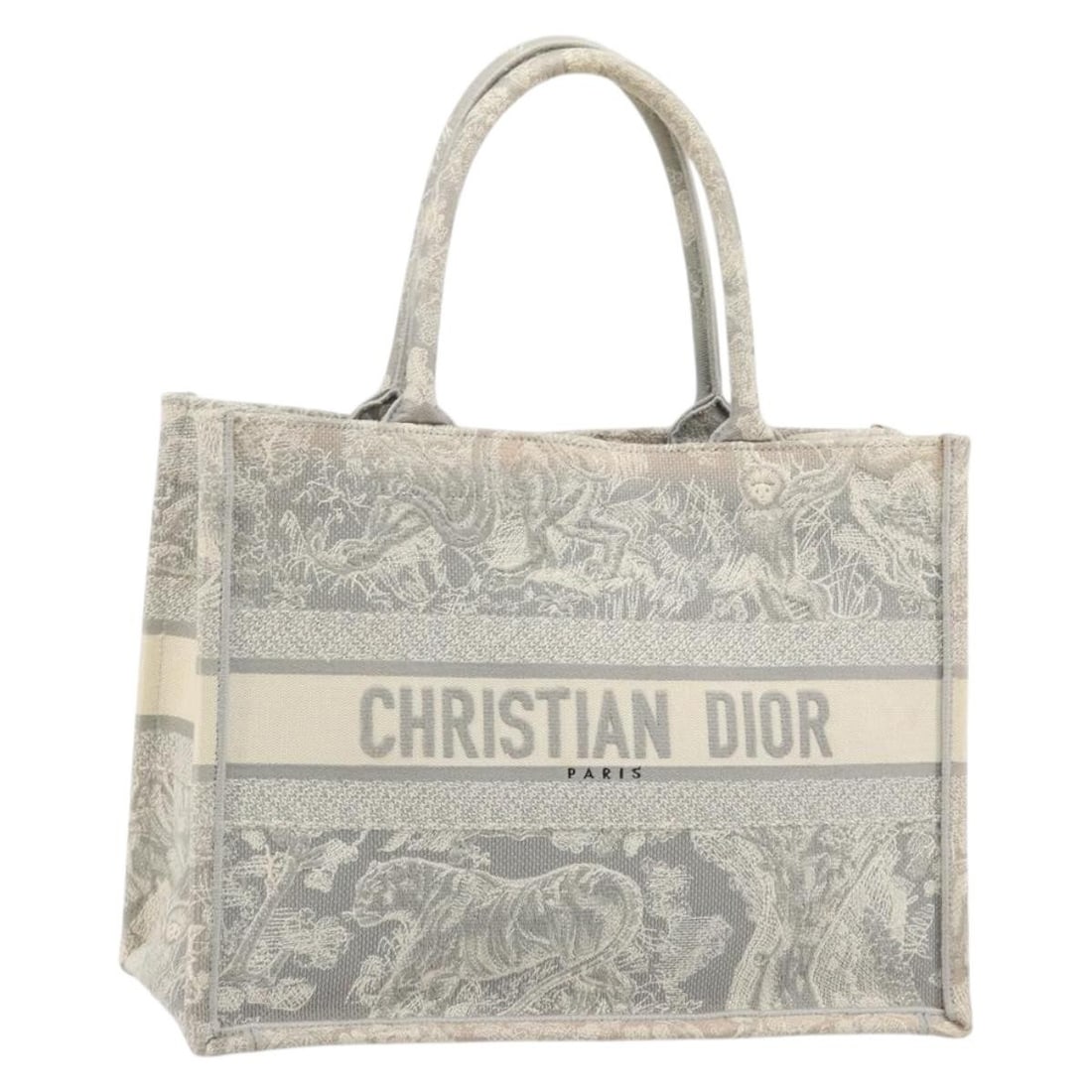Christian Dior Book Tote Medium Gray Canvas Hand Bag: Christian Dior Book Tote Medium Gray Canvas Hand Bag Christian Dior Book Tote medium hand bag in gray canvas, made in Italy. This women's bag has a structured tote style with a handle drop of approxim