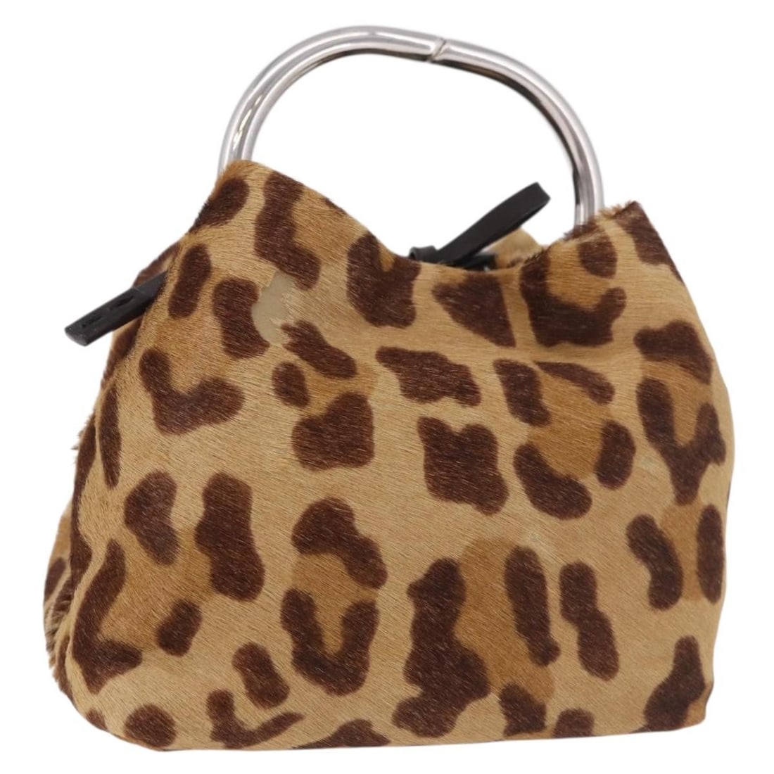 PRADA Unborn Calf Skin Pouch Brown Silver with Dust Bag: PRADA Unborn Calf Skin Pouch Brown Silver with Dust Bag PRADA pouch in unborn calf skin with a brown and silver colorway. Designed for women and made in Italy, it comes with a dust bag. The item is in