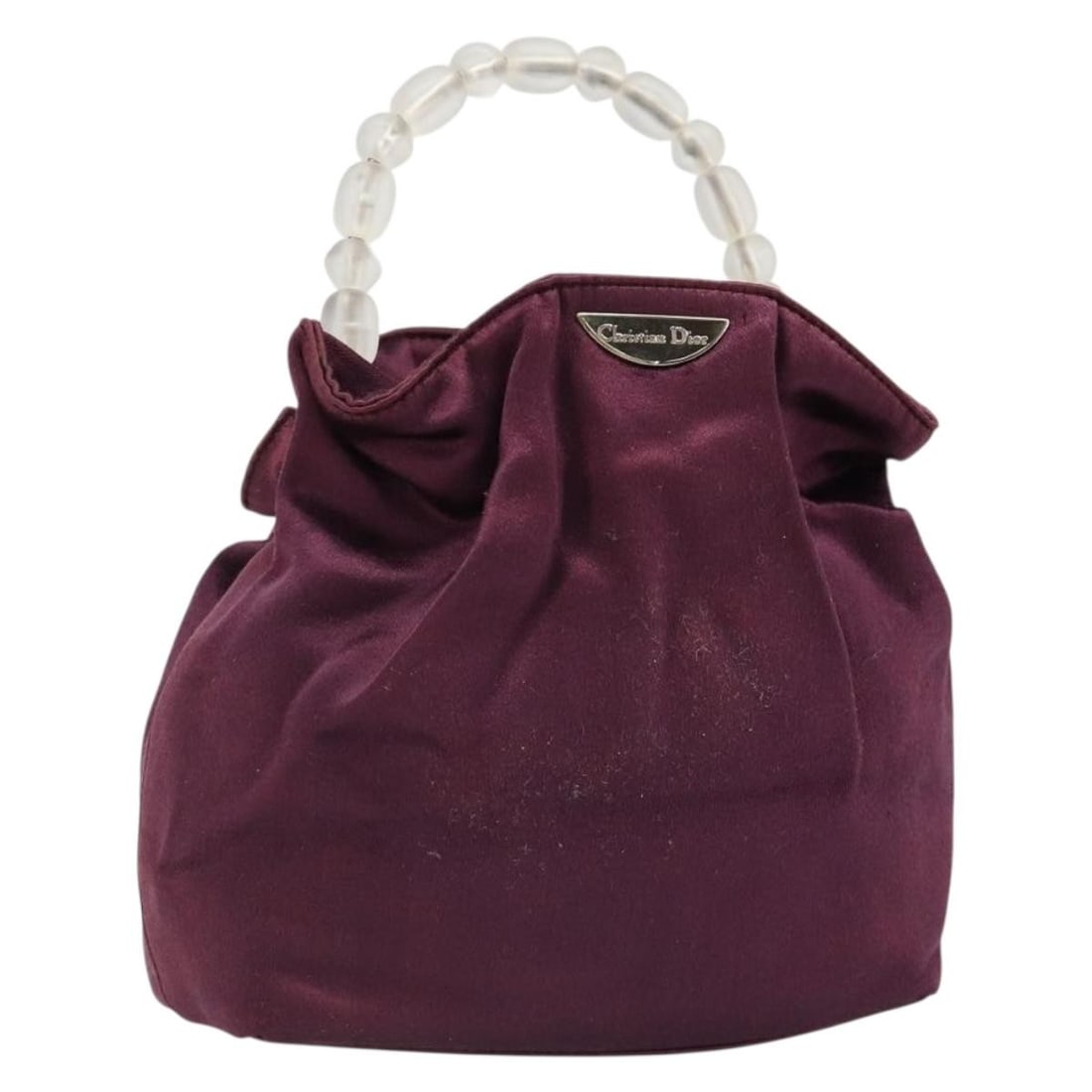 Christian Dior Maris Satin Handbag Purple Silver Italy: Christian Dior Maris Satin Handbag Purple Silver Italy Christian Dior Maris Pearl hand bag in purple and silver satin, made in Italy. This pre-owned handbag measures approximately W15 cm x H16 cm x D6