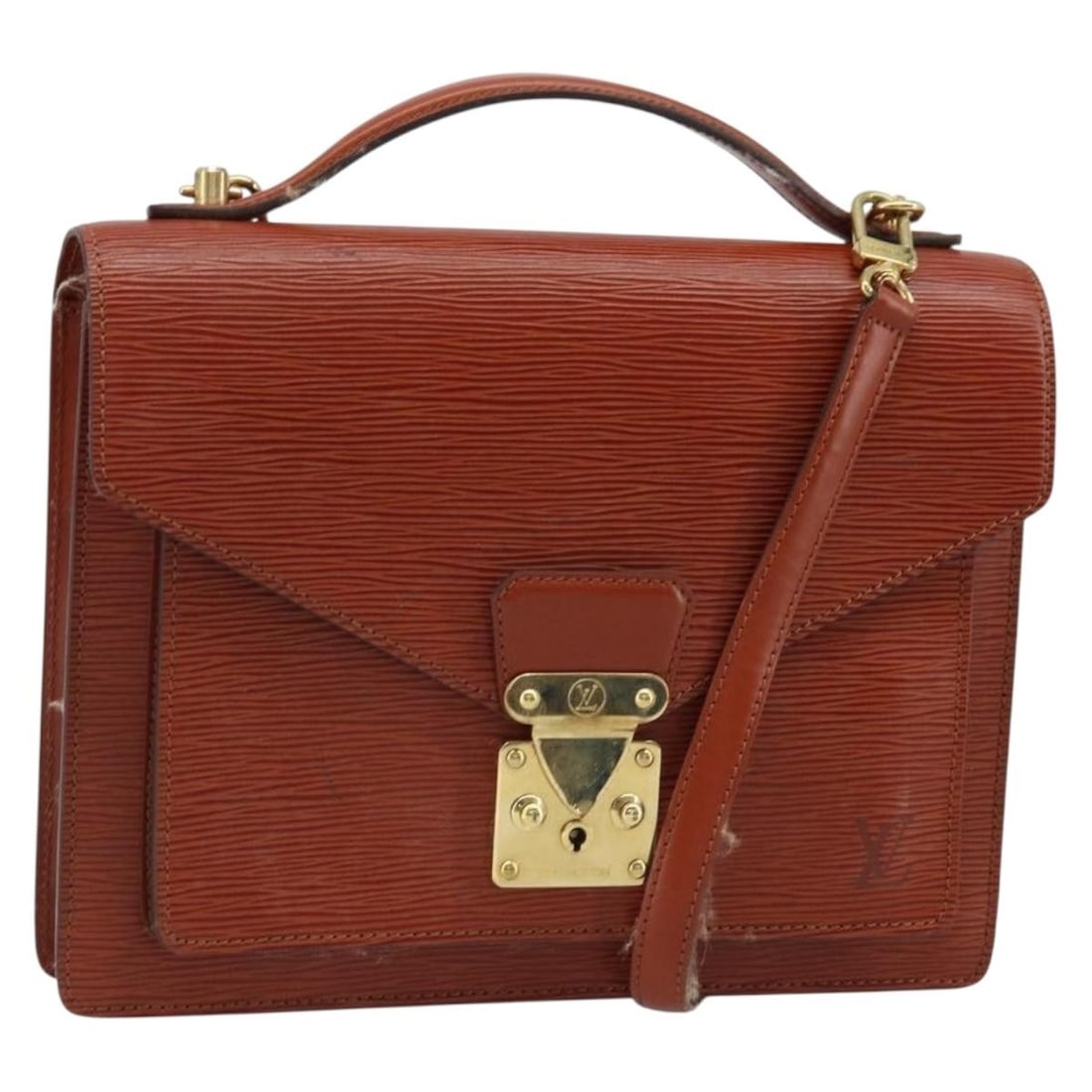 Brown Epi Leather Handbag Louis Vuitton Monceau 28 M52123 Strap: Brown Epi Leather Handbag Louis Vuitton Monceau 28 M52123 Strap A Louis Vuitton Monceau 28 handbag in brown Epi leather, made in France. It comes with a shoulder strap and is identified by product no.