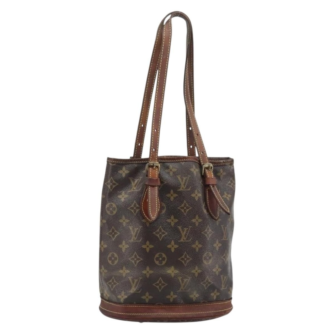 Louis Vuitton Bucket PM Monogram Canvas Shoulder Bag M42238 France: Louis Vuitton Bucket PM Monogram Canvas Shoulder Bag M42238 France This Louis Vuitton Bucket PM shoulder bag features the iconic Monogram canvas exterior with a classic monogram color pattern. Designe